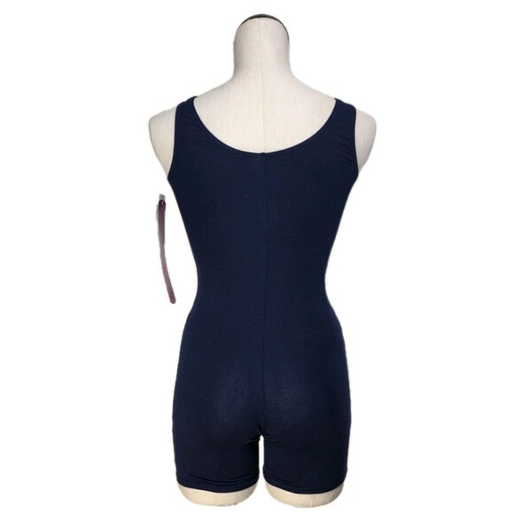 Gilda Marx VTG 90s Cotton Velvet Biketard Unitard Dance Tricolor Blue XS (Y/J) - Picture 5 of 16